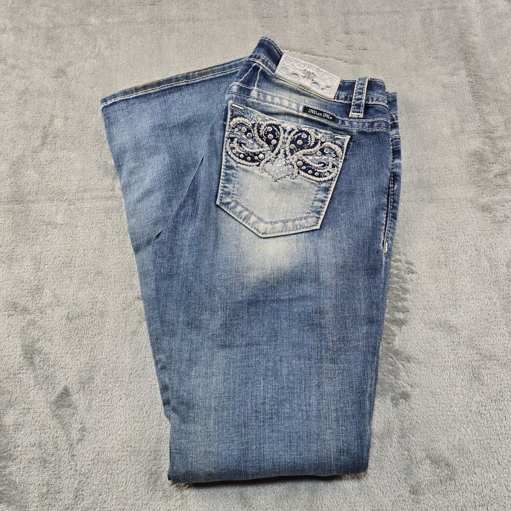 Miss Me Signature Bootcut Jeans Womens 28 Blue JE3076BR Rhinestone Y2K Western